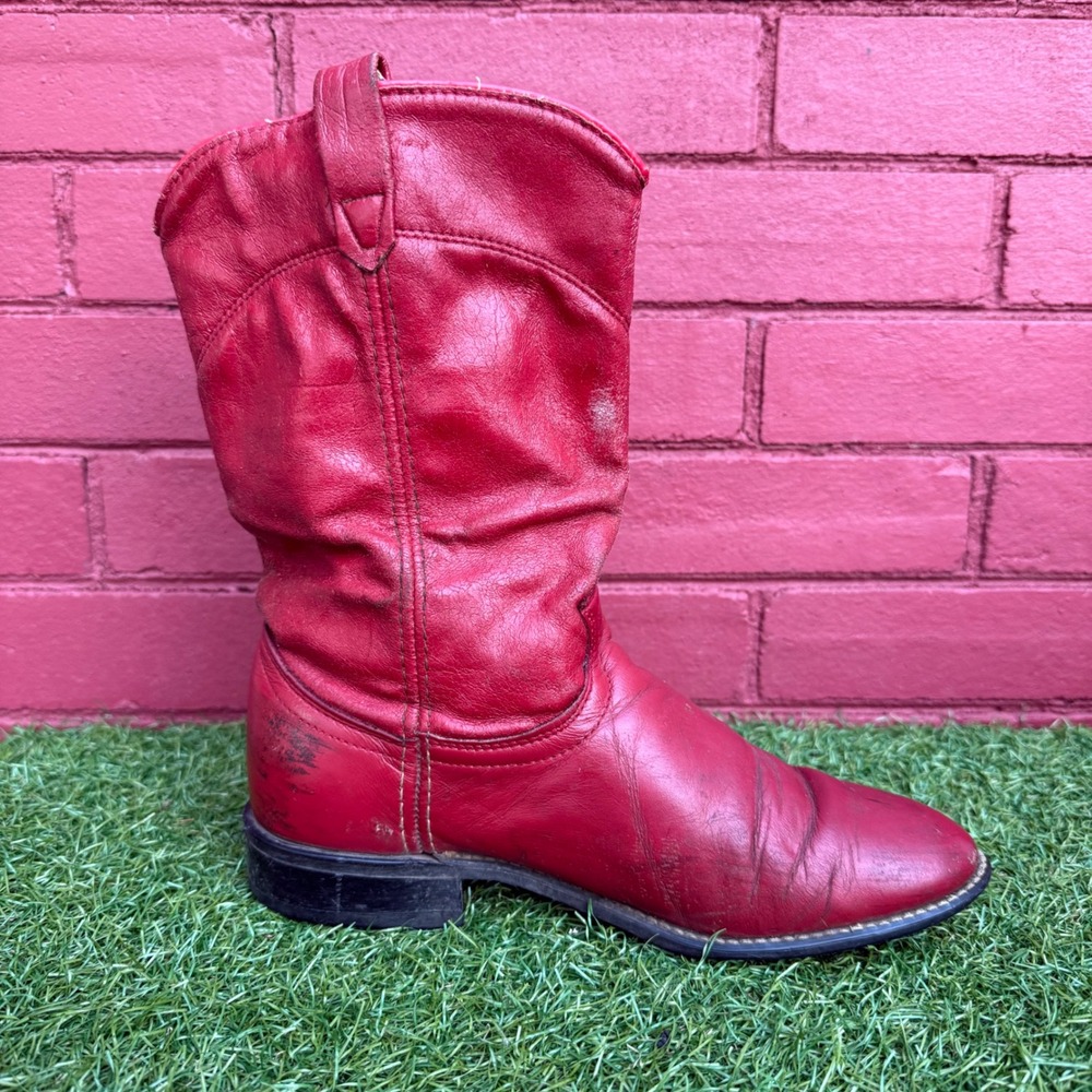 Vintage Acme Red Leather Cowboy Boots‎ Western Style Womens Size 7 M Made in USA - Picture 5 of 10